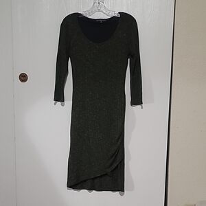 Derek heart bodycon wrap ruched hem dress textured green medium lined